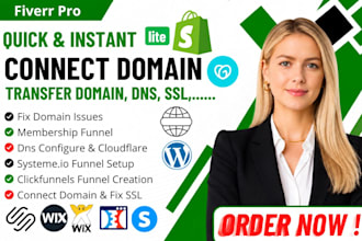 connect, fix dns, or transfer domain, subdomain on godaddy, wix, shopify, ghl,