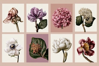 do your beautiful vintage botanical illustration