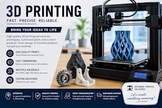 professionally 3d print your stl files, prototypes, and custom parts