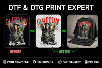convert artwork to dtf dtg print ready transparent png