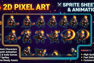 create 2d pixel animation, character sprites and sprites sheet