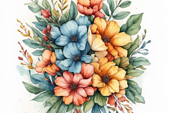 design watercolor floral and botanical logo