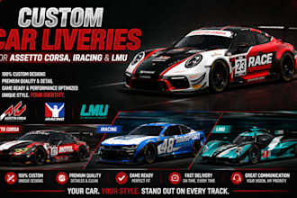 create car liveries for assetto corsa, iracing and lmu