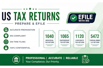 prepare and efile US tax return 1040, 1065, 1120 and 5472