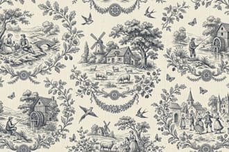 design vintage toile de jouy fabric pattern for a seamless textile design