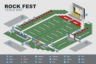 do visually engaging event and venue map for conferences festivals special event