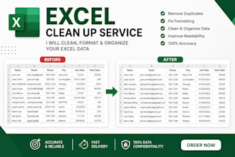 clean, format, merge, spilt excel data