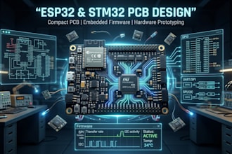 design compact pcb, esp32, stm32 schematic and hardware prototyping pcb
