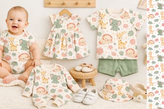 design cute seamless pattern designs for kids with animals