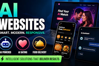 ai website, ai web developer, dating website design, and food delivery app