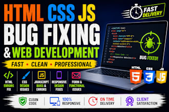 fix HTML CSS javascript website bugs and errors