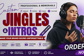 create jingles and intros, podcast jingle, radio jingle, and youtube intro,