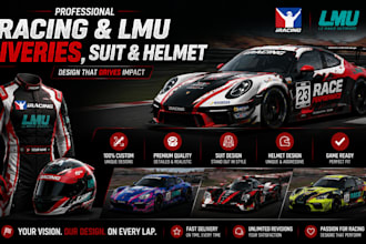 design iracing and lmu liveries, suit and helmet