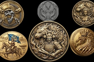 3d coin model medal badge bas relief  edc coin anime coin stl for cnc engraving