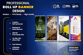 design a professional roll up banner, standee, and retractable banner