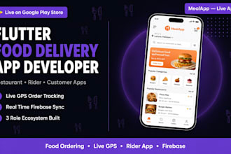 build a flutter food delivery app with firebase and gps tracking