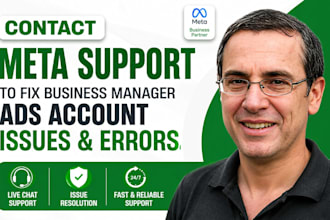 contact facebook meta support to fix business manager ads account issues, errors
