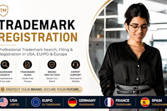 conduct trademark search and file trademark registration  USA, euipo and europe