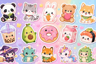 draw cute kawaii sticker chibi character kawaii illustration sticker design