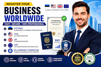 register your estonia e residency company USA llc UK ltd and vat