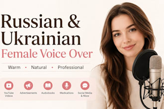 record a professional russian and ukrainian female voice over