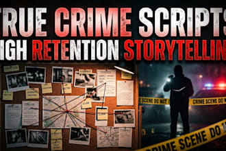 research and write engaging true crime scripts for youtube