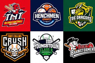 design professional sports logo for baseball, football, basketball and mascot