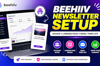 setup beehiiv newletter design beehive website and  substack landing page