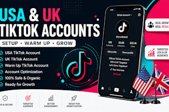 usa tiktok account, uk tiktok account, warm up tiktok account, us tiktok account