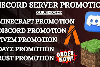 promote discord promotion, minecraft server, fivem game, rust, dayz, server