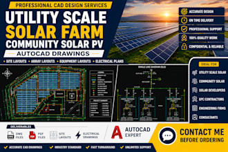 create utility scale solar farm community solar pv autocad drawings