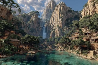 amazing fantasy landscape illustration