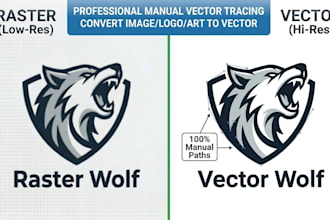 convert raster to vector by manual vector tracing
