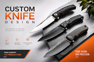 design custom chef knives for manufacturing, rhino cad branding and production