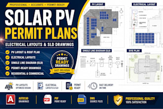 design solar pv permit plans, electrical layouts and sld drawings