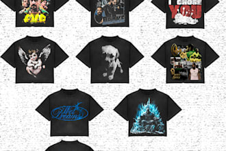 create vintage bootleg style graphic tee designs