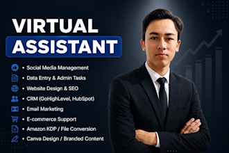 handle virtual assistant, data entry, and social media tasks