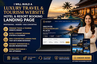 build luxury travel tourism website hotel resort booking landing page