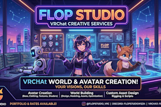 create custom vrchat avatar, furry avatar, or vrchat world