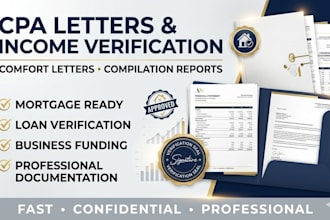 write cpa letter, verify statement, comfort letter, compilation as licensed cpa