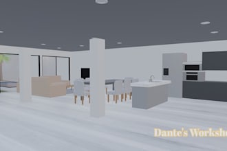 do architectural 3d modeling with a minimalist style