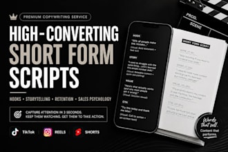 write high retention scripts and short form ad copy and email sales copy
