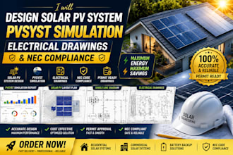 design solar pv system pvsyst simulation and electrical drawings for approval