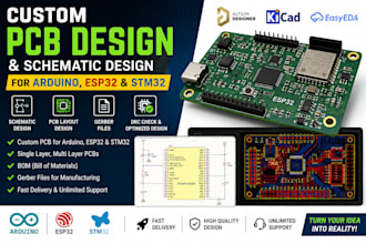 create custom pcb design and schematic for arduino esp32 and stm32