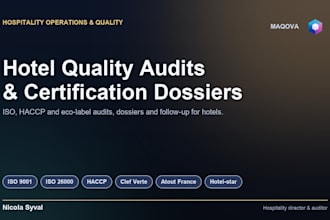 run hotel quality audits and certification dossiers