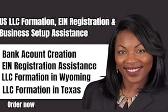 register us llc in wyoming, new mexico, texas, get ein number, US bank account