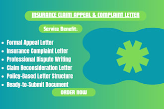 write a formal insurance complaint and appeal letter for claim issues