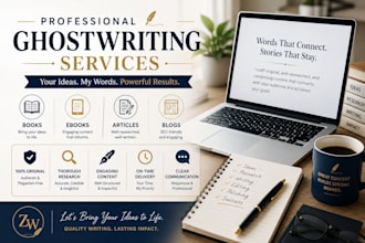 ghostwrite books, ebooks, articles, and blog content
