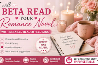 beta read your romance novel with detailed reader feedback