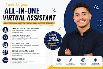 be your executive virtual assistant for admin, notion, canva, and social media
